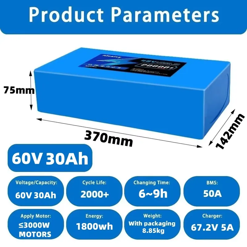   Paquete de baterías de litio - 60V 30Ah 21700 Battery Pack reseña y precio